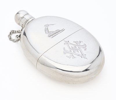 Lot 121 - A VICTORIAN SILVER SPIRIT FLASK, CHAWNER & CO., LONDON, 1877