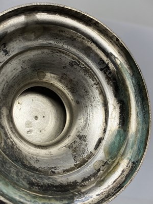 Lot 33 - A PERSIAN SILVER AND ENAMEL VASE, ISFAHAN, FIRST HALF 20TH CENTURY