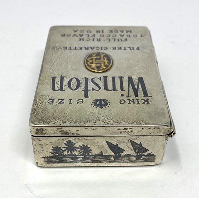 Lot 40 - AN IRAQI NIELLO DECORATED CIGARETTE BOX, BAGHDAD, CIRCA 1960