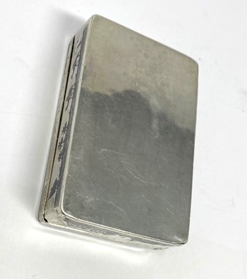 Lot 40 - AN IRAQI NIELLO DECORATED CIGARETTE BOX, BAGHDAD, CIRCA 1960