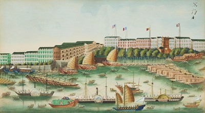Lot 123 - CHINESE SCHOOL, 'HONGS AT CANTON', 19TH CENTURY