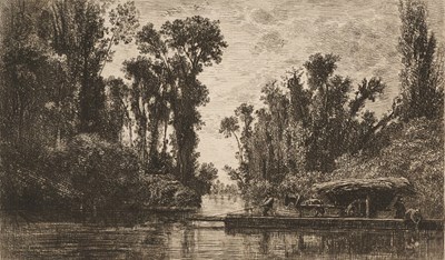 Lot 320 - CHARLES FRANCOIS DAUBIGNY (FRENCH 1817-1878) AND OTHER BARBIZON SCHOOL