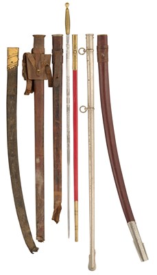 Lot 729 - A MASONIC SWORD AND A QUANTITY OF MILITARY SWORD SCABBARDS