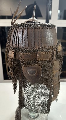 Lot 76 - A RARE INDIAN MAIL AND PLATE HELMET (TOP), 17TH/18TH CENTURY