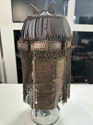 Lot 76 - A RARE INDIAN MAIL AND PLATE HELMET (TOP), 17TH/18TH CENTURY