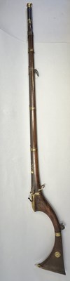Lot 87 - A 28 BORE NORTH INDIAN (SIND) MATCHLOCK RIFLE, EARLY 19TH CENTURY
