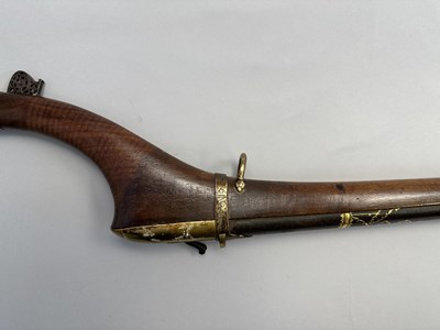 Lot 87 - A 28 BORE NORTH INDIAN (SIND) MATCHLOCK RIFLE, EARLY 19TH CENTURY