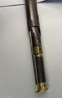 Lot 87 - A 28 BORE NORTH INDIAN (SIND) MATCHLOCK RIFLE, EARLY 19TH CENTURY