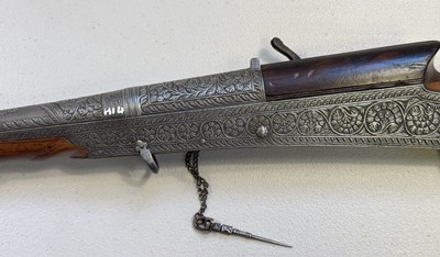 Lot 86 - AN 18 BORE NORTH INDIAN MATCHLOCK GUN, LATE 18TH/19TH CENTURY, JAIPUR, RAJASTHAN
