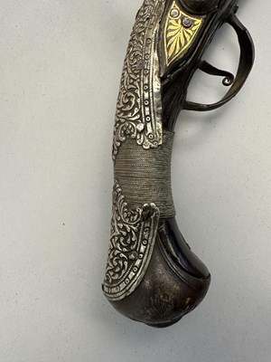 Lot 112 - A 20 BORE OTTOMAN LONG FLINTLOCK HOLSTER (KUBUR) PISTOL, BALKANS, LATE 18TH/EARLY 19TH CENTURY