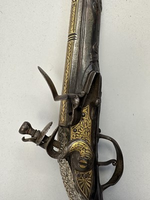 Lot 112 - A 20 BORE OTTOMAN LONG FLINTLOCK HOLSTER (KUBUR) PISTOL, BALKANS, LATE 18TH/EARLY 19TH CENTURY