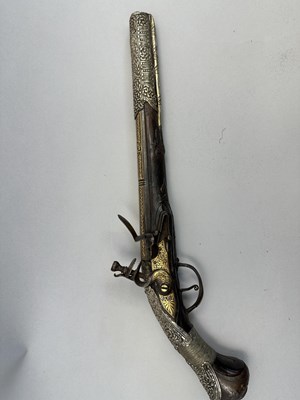 Lot 112 - A 20 BORE OTTOMAN LONG FLINTLOCK HOLSTER (KUBUR) PISTOL, BALKANS, LATE 18TH/EARLY 19TH CENTURY