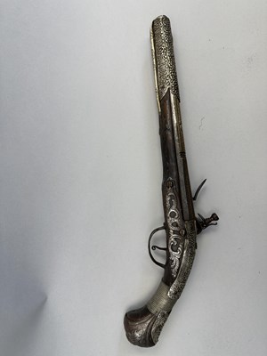 Lot 112 - A 20 BORE OTTOMAN LONG FLINTLOCK HOLSTER (KUBUR) PISTOL, BALKANS, LATE 18TH/EARLY 19TH CENTURY