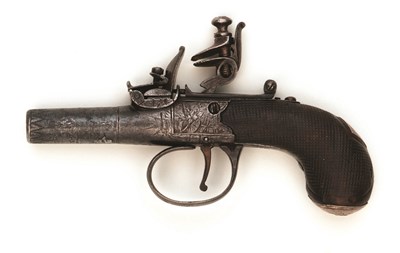 Lot 184 - A FLINTLOCK MUFF PISTOL