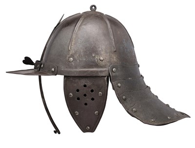 Lot 210 - A LOBSTER-TAIL POT HELMET, SECOND QUARTER OF THE 17TH CENTURY