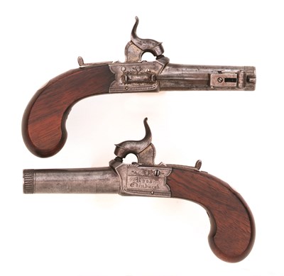 Lot 198 - A PAIR OF PERCUSSION POCKET PISTOLS BY ROSS