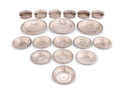 Lot 160 - A SET OF SIX ITALIAN SILVER SMALL COASTERS, GIUSEPPE BRUSA, MILAN, THIRD QUARTER 19TH CENTURY