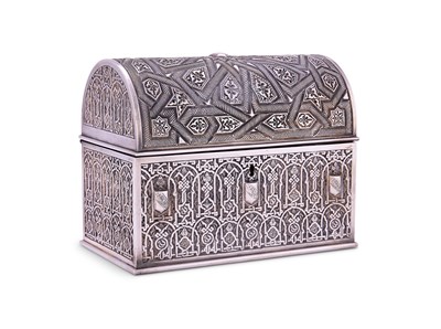 Lot 110 - A SPANISH ELECTROPLATE 'ALHAMBRA' CASKET, R. CONTRERAS É HIJO, GRANADA, CIRCA 1900
