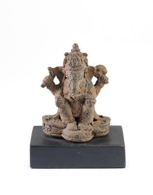 Lot 222 - A MAHAPAHIT IRON FIGURE OF GANESHA, JAVA, 14TH CENTURY
