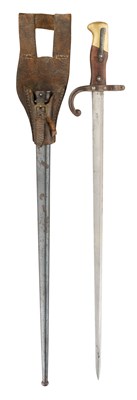 Lot 726 - A FRENCH MODEL 1874 GRAS SWORD BAYONET WITH SCABBARD, THE BLADE DATED 1877