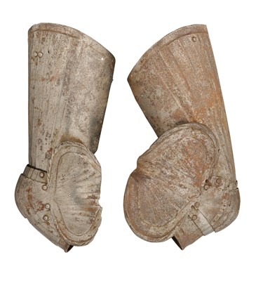 Lot 731 - TWO FLUTED CUISSES AND POLEYNS IN SO-CALLED "MAXIMILLIAN" STYLE OF CIRCA 1520, 19TH CENTURY