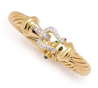 Lot 738 - DAVID YURMAN: GEM-SET BANGLE, 1980s