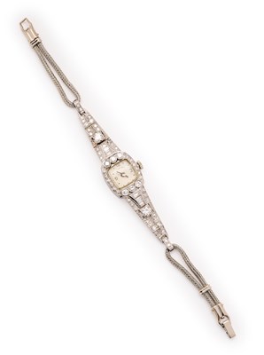 Lot 680 - HAMILTON & CO, DIAMOND COCKTAIL WATCH, 1930s