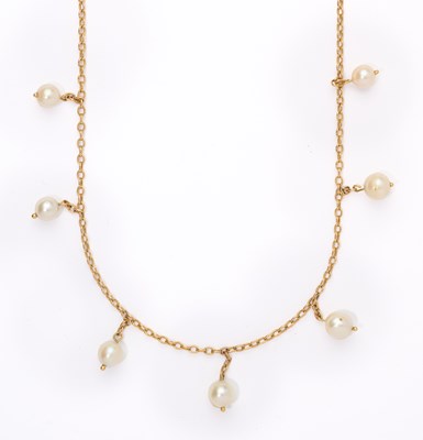 Lot 344 - EDWARDIAN, GOLD AND PEARL NECKLACE, 1900s