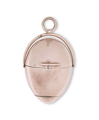 Lot 266 - A VICTORIAN SILVER 'EGG' COMBINED VINAIGRETTE THIMBLE CASE, THOMAS JOHNSON, LONDON, 1867