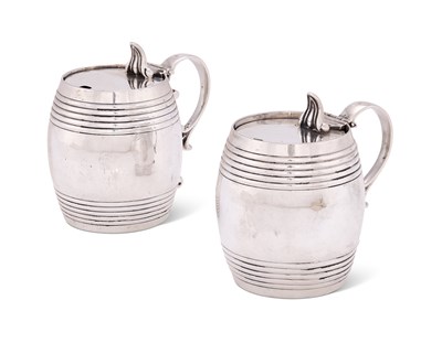 Lot 196 - A PAIR OF VICTORIAN SILVER MUSTARD POTS, C.T. & G. FOX, LONDON, 1865