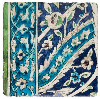 Lot 175 - A DAMASCUS TILE, OTTOMAN SYRIA, CIRCA 1600