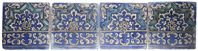 Lot 135 - FOUR QAJAR POTTERY TILES, PERSIA, 19TH CENTURY
