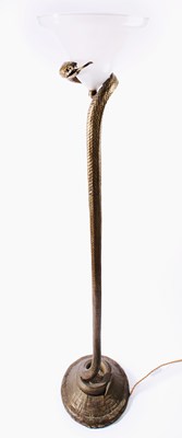 Lot 554 - A BRONZE 'LA TENTATION' STANDARD LAMP, AFTER EDGAR BRANDT (1880-1960), LATE 20TH CENTURY
