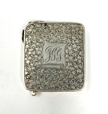Lot 50 - A VICTORIAN SILVER COMBINATION VESTA CASE AND CIGAR CUTTER, JOSEPH HAWKINS, BIRMINGHAM, 1887