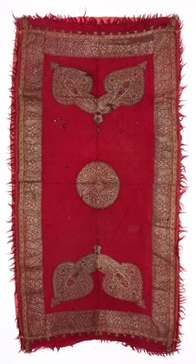 Lot 123 - A GILT METAL THREAD BROCADE PANEL, KASHMIR, SECOND HALF 19TH CENTURY