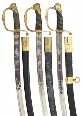 Lot 177 - THREE FRENCH 1821 MODEL INFANTRY OFFICER’S SABRES, 19TH CENTURY
