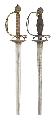 Lot 147 - TWO CONTINENTAL STEEL-HILTED SMALL-SWORDS, MID-18TH CENTURY