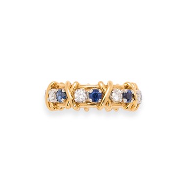 Lot 726 - TIFFANY & CO, SCHLUMBERGER: SAPPHIRE AND DIAMOND ETERNITY RING