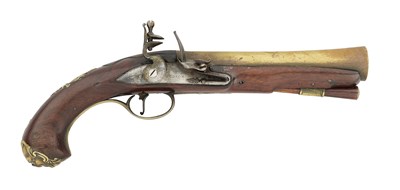 Lot 375 - A FLINTLOCK COPPER ALLOY-BARRELLED BLUNDERBUSS-PISTOL, BY HUDSON, LONDON, CIRCA 1750