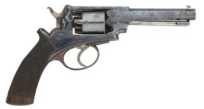 Lot 444 - A 120 BORE PERCUSSION DEANE-HARDING PATENT SECOND MODEL DOUBLE-ACTION SIX-SHOT REVOLVER