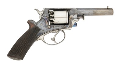 Lot 441 - A 54 BORE PERCUSSION TRANTER PATENT DOUBLE-ACTION FIVE-SHOT BELT REVOLVER RETAILED BY H. EGG
