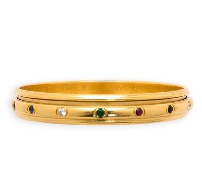 Lot 710 - PIAGET: GEM-SET AND DIAMOND BANGLE