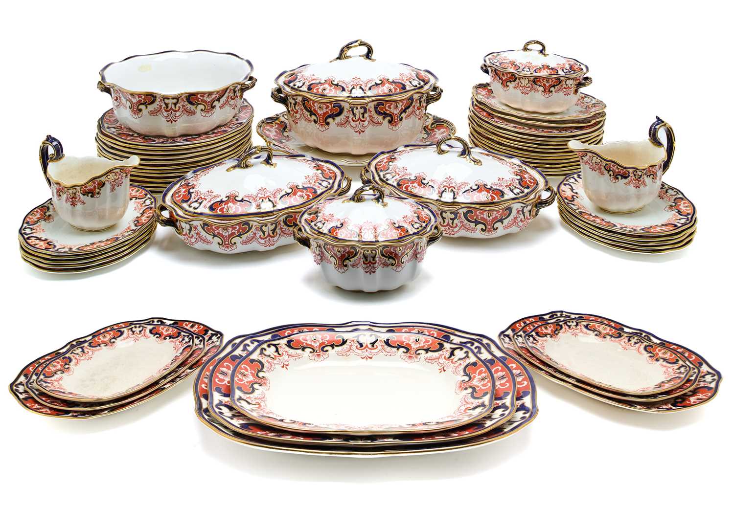 Lot 23 - A ROYAL CROWN DERBY IMARI PATTERN PART DINNER SERVICE, CIRCA 1900