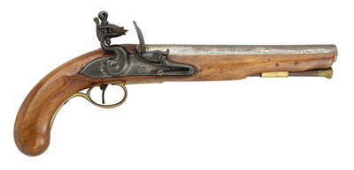 Lot 327 - A FLINTLOCK PRIVATE CONTRACT SERVICE PISTOL OF CARBINE BORE BY H. NOCK, LONDON, LATE 18TH CENTURY