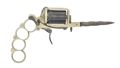 Lot 418 - A LIEGE PIN-FIRE SIX-SHOT KNUCKLE-DUSTER REVOLVER OF DOLNE (APACHE) TYPE AND OF SMALL BORE