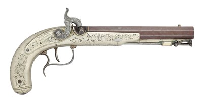 Lot 395 - AN 80 BORE PERCUSSION ALL-METAL PISTOL FOR THE AMERICAN MARKET BY HOLLIS