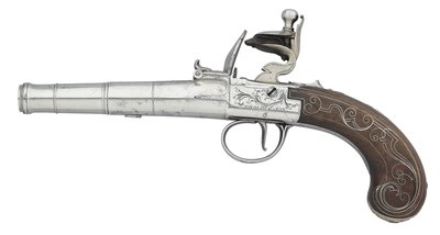 Lot 373 - A 25 BORE FLINTLOCK BOX-LOCK PISTOL BY T. POCOCK, BIRMINGHAM, CIRCA 1775
