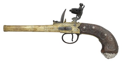 Lot 377 - A 50 BORE FLINTLOCK BOX-LOCK D.B. TURNOFF PISTOL BY BENNETT, ROYAL EXCHANGE, LONDON