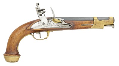 Lot 326 - A RARE FRENCH 13 BORE FLINTLOCK PISTOL FOR THE GARDE DU CORPS DU ROI, CIRCA 1814-15