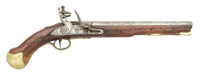 Lot 333 - A 28 BORE FLINTLOCK 1801 PATTERN LONG SEA SERVICE PISTOL, CIRCA 1800